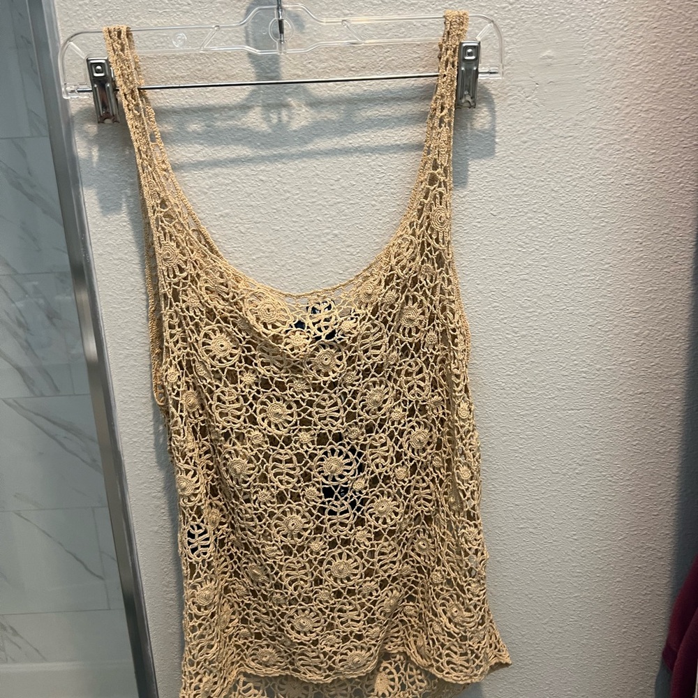 Ralph Lauren Beige Crochet Tank Top NWT